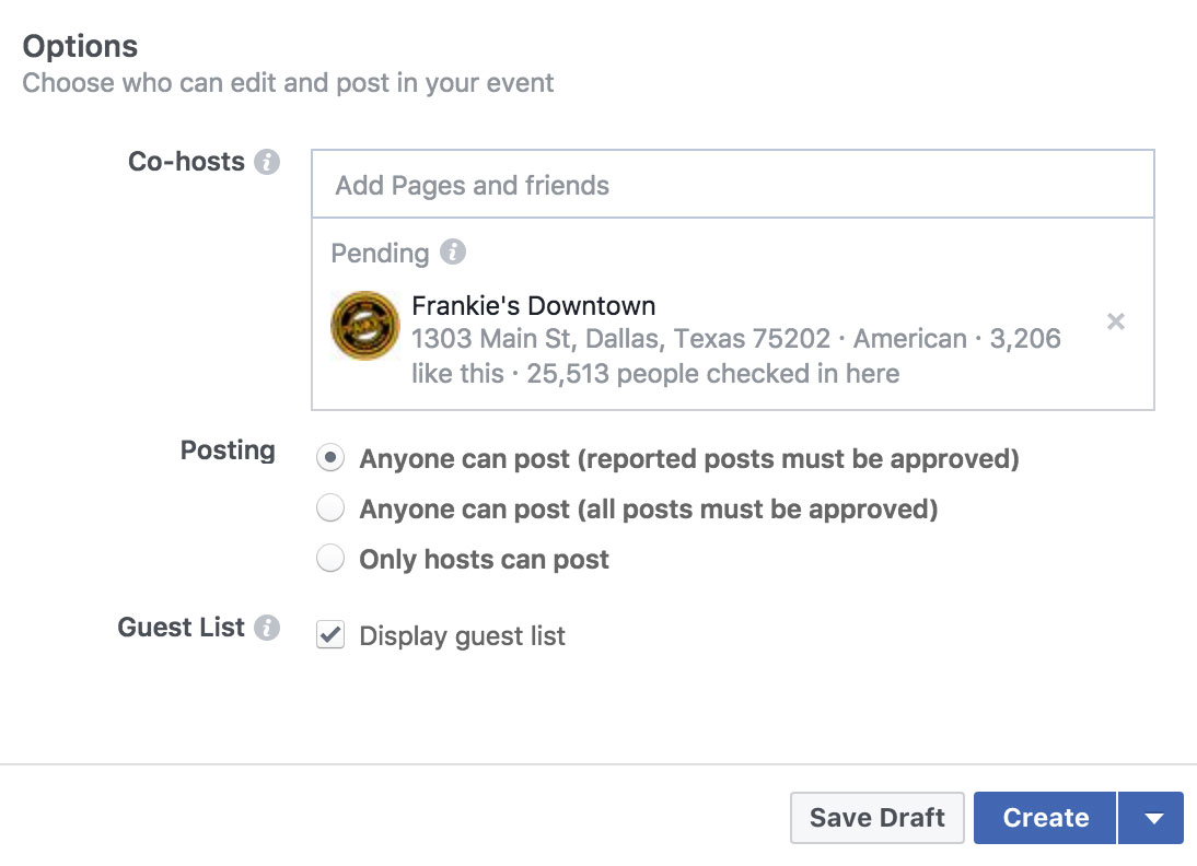 Using Facebook Events to Promote Your Band's Shows - Options