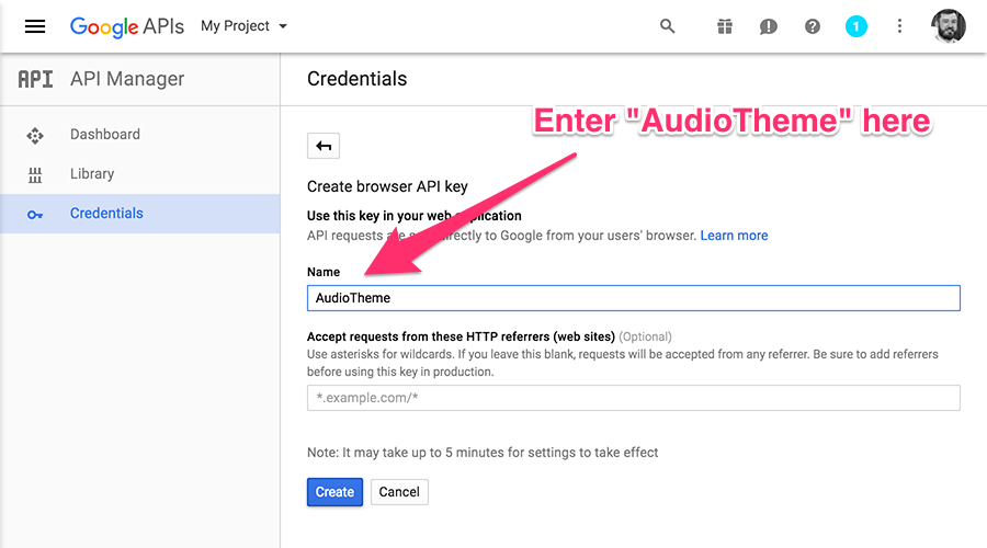 Google Api Create Browser Key 