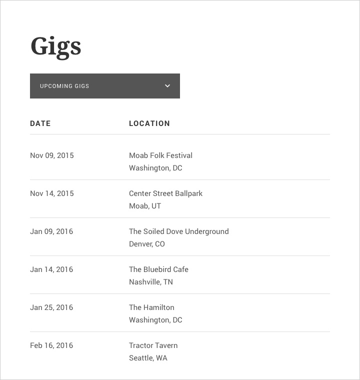 Upcoming Gigs