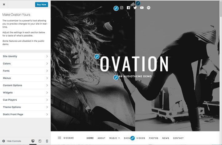 Ovation Social Media Customizer