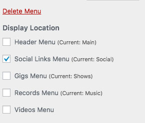 Social Media Menu Display Location